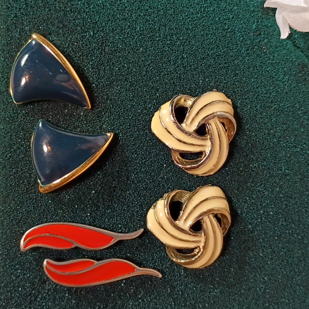 Enamel Pierced Earring Trio